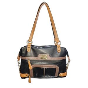 Stone & Co. Black, Tan & Taupe Leather Shoulder Bag 12.5"X9.5"X3.5"